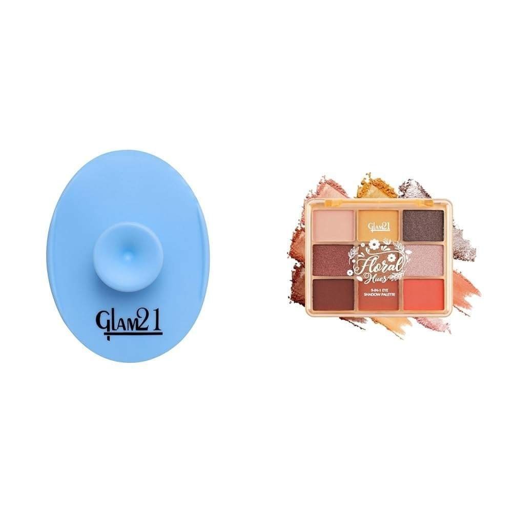 uk51s4xIJeXL-1.jpg Glam 21 Silicone Face Cleanser Scrubber (Small) Floral Hues 9 In 1 Eyeshadow Palette Highly Pigmented Smudge-Proof (7.5 gm) 06- Sunflower - Fast UK Delivery - Image 1