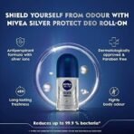 Nivea Deodorant Roll On, Silver Protect for Men, 50ml (Pack of 2) - Fast UK Delivery - Image 5