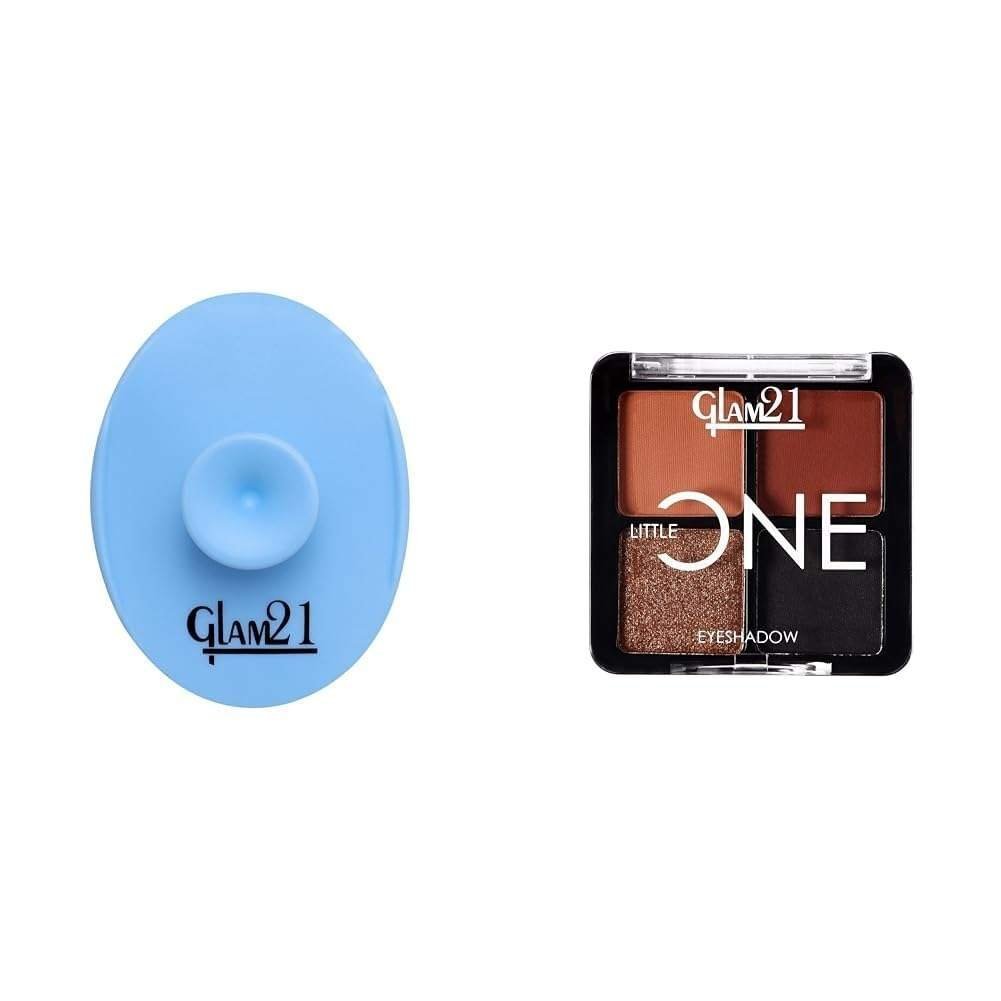 uk51sIY-8xGL-1.jpg Glam 21 Silicone Face Cleanser Scrubber (Small) Little One 4-in-1 Eyeshadow Palette Ultra pigmented, Easy to blend Long Lasting Eye Make Up Kit |Artist Love-01 - Fast UK Delivery - Image 1