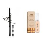 Just Herbs Retractable 2 In 1 Herbal Pencil Eyeliner + Kajal - Black 0.3G & Luxury Scent Long Lasting Silk & Spice Travel Friendly Perfume 10Ml Combo, Matte Finish - Fast UK Delivery