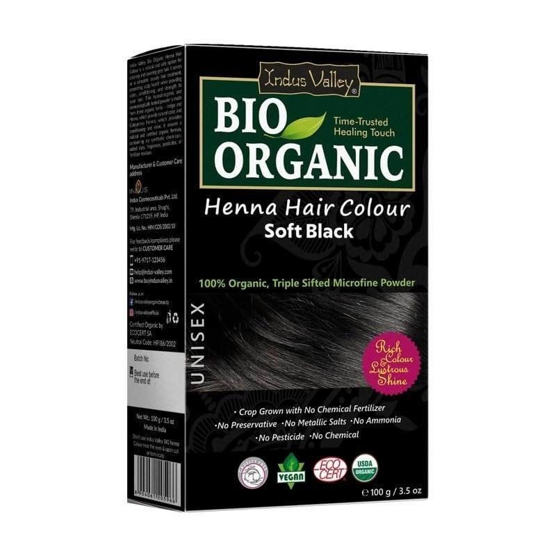 uk51ssEB0GbnL-1-1.jpg INDUS VALLEY 100% Organic Henna Hair Color (Soft Black)-100 g Pack of 1 - Fast UK Delivery - Image 1