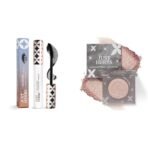 Just Herbs Serum Infused Volume Boost Mascara Highly Pigmented Waterproof Long Lasting 8ml & Just Herbs Lumi Glow Pressed Highlighter for Face Makeup Shea Butter + Vitamin C, 3.5 g (The Moon) - Fast UK Delivery