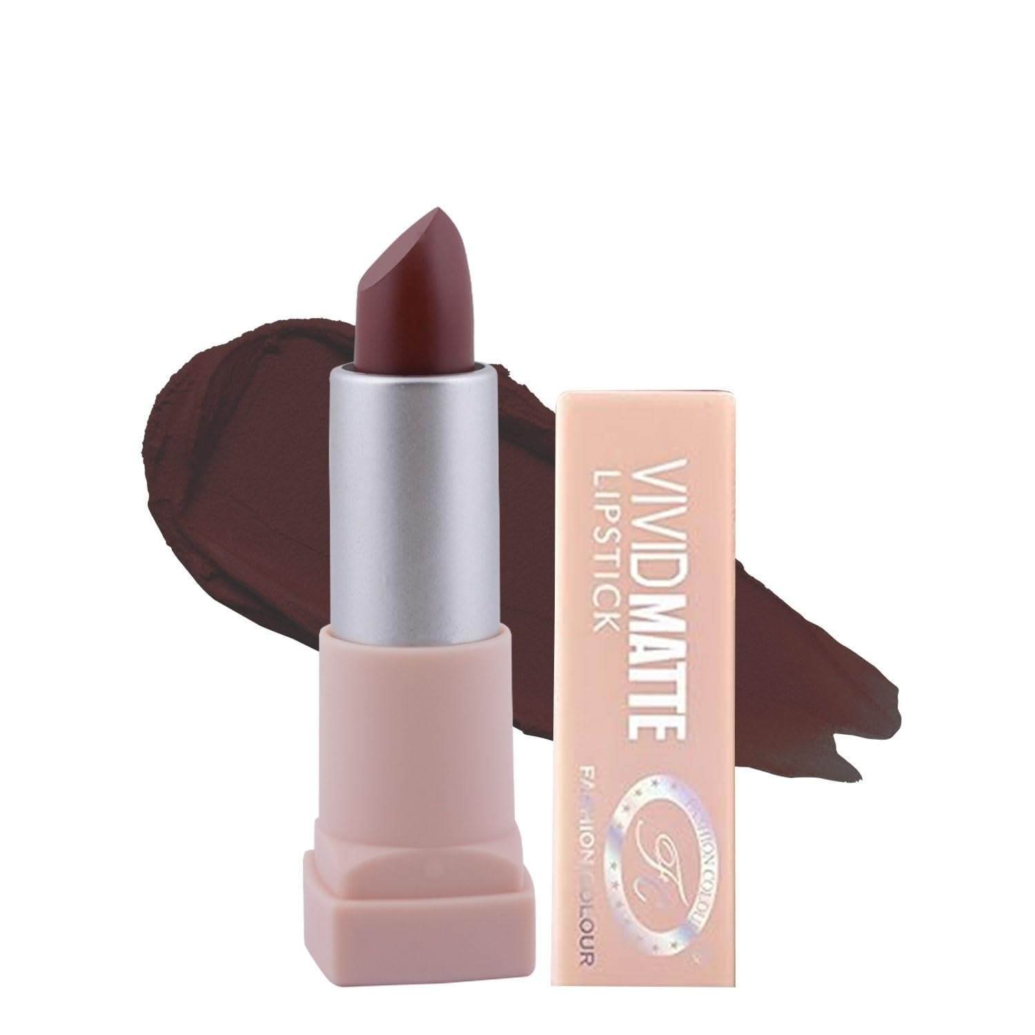 uk51t05cM74tL-1-1.jpg FASHION COLOUR Velvet Texture Vivid Matte Lipstick | Long-Lasting and Highly Pigmented Finish | Long Lasting, Hydrating & Lightweight Lipstick | Creamy | 14 Vivid Charming Colours | 3.8g | Coffee - Fast UK Delivery - Image 1