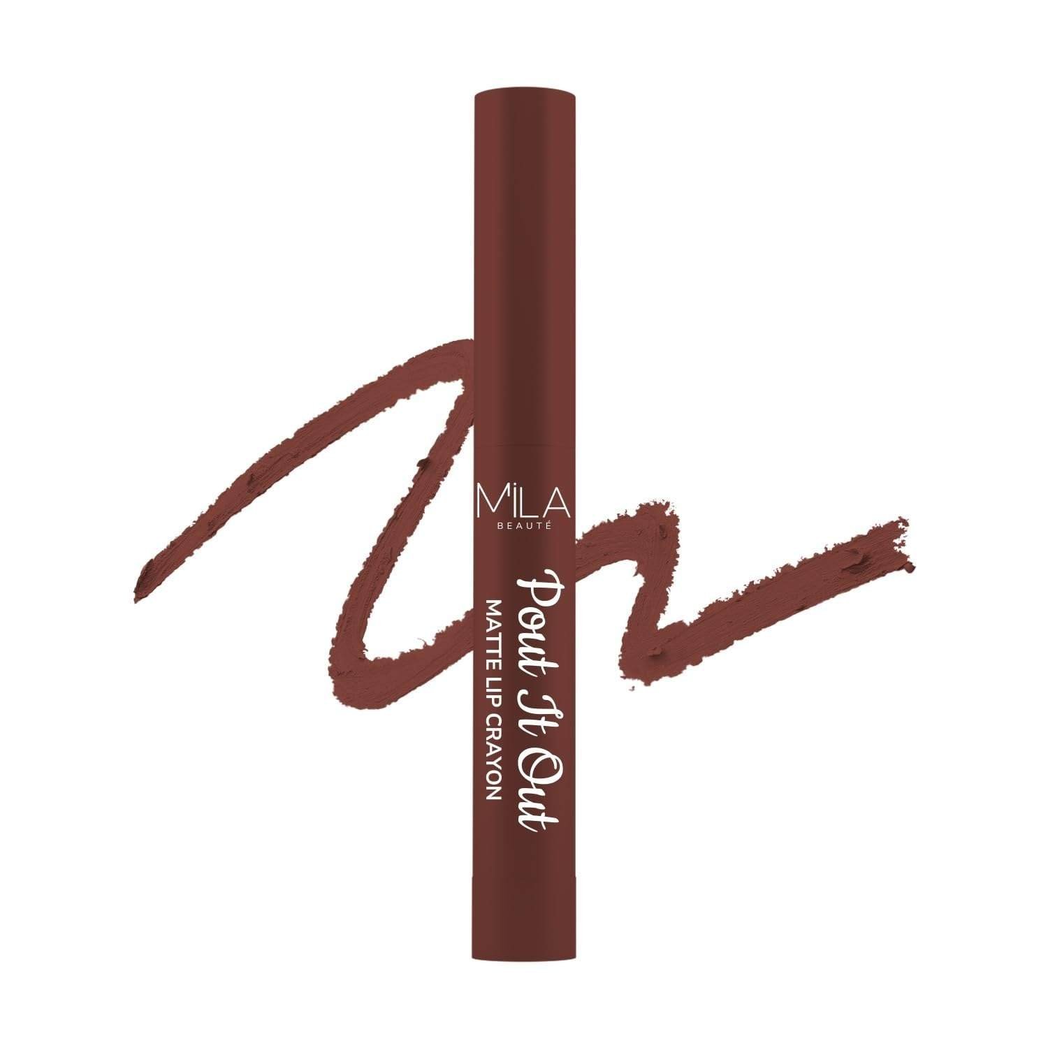 uk51tQOl3VcL-1.jpg Mila Beaute Pout It Out Matte Lip Crayon | Highly Pigmented & Enriched With Jojoba Oil | Soft Matte Finish | Creamy & Light Weight Texture | Smooth Glide Application | Shade - (Anna 1.25g) - Fast UK Delivery - Image 1