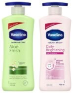Vaseline Healthy Bright Body Lotion 400 ml & Vaseline Intensive Care Aloe Fresh Hydrating Body Lotion 400 ml - Fast UK Delivery