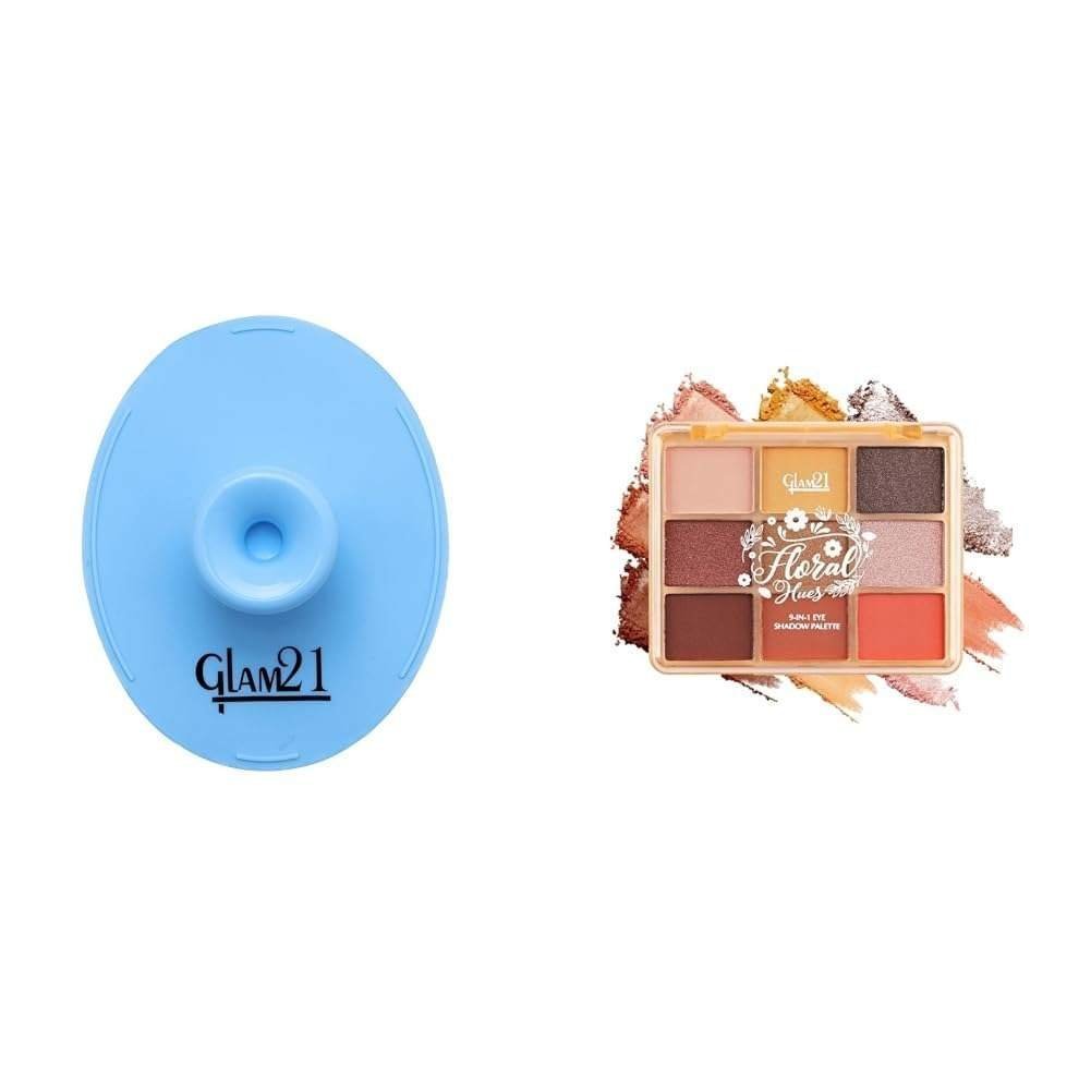 uk51u7llevxtL-1-1.jpg Glam 21 Silicone Face Cleanser Scrubber (Big) Floral Hues 9 In 1 Eyeshadow Palette Highly Pigmented Smudge-Proof (7.5 gm) 06- Sunflower - Fast UK Delivery - Image 1