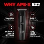 Beardo Ape-X EZ Trimmer for Men Beard | 120 Min Run Time | 7000 RPM Motor | Lithium Ion Battery | Multiple Length Settings | Durable Blades | Beard Trimmer for Gen Z - Fast UK Delivery - Image 4