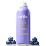 mCaffeine Sun Bath SPF 80+ PA ++++ Body Sunscreen Spray | High UV Protection | Invisible, Non-Greasy, 180 Mins Water/Sweat Resistant Cooling Spray| For All Skin Types | Blueberry Fragrance -100ml - Fast UK Delivery
