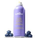 mCaffeine Sun Bath SPF 80+ PA ++++ Body Sunscreen Spray | High UV Protection | Invisible, Non-Greasy, 180 Mins Water/Sweat Resistant Cooling Spray| For All Skin Types | Blueberry Fragrance -100ml - Fast UK Delivery