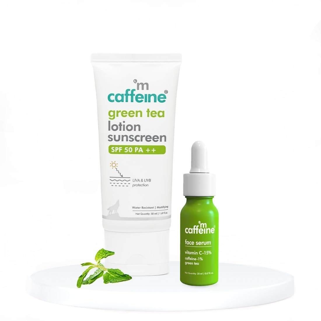 uk51vbQeehgjL-1-1.jpg mcaffeine Glow & Protect Essentials With Vitamin C Face Serum & Spf 50 Sunscreen For All Type of Skin| Detan Facial Kit For Upto 12 Hour Sun Protection & Glowing Skin | Value Pack Of 2, 2 Count - Fast UK Delivery - Image 1