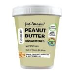 Jus' Amazin Crunchy Peanut Butter - Unsweetened | 27.8% Protein | Single Ingredient - 100% Peanuts (no added Sugar/Salt) | Vegan | Dairy Free | Keto (Organic Peanut Butter Crunchy, 1 kg (Pack of 1)) - Fast UK Delivery
