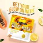 Hilary Rhoda Papaya & Lemon Exfoliation Sheet Mask | Daily Glow mask | Brightens & Exfoliates | Facial Sheet Mask with Serum | Tightens Pores - 20gm (Pack of 2) - Fast UK Delivery - Image 3