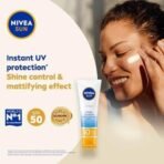 NIVEA Sun UV Face Shine Control SPF 50 Cream (50ml), Sun Cream Protects Against UVA/UVB Rays and Premature Skin Ageing, Sunscreen for Delicate Facial Skin - Fast UK Delivery - Image 4