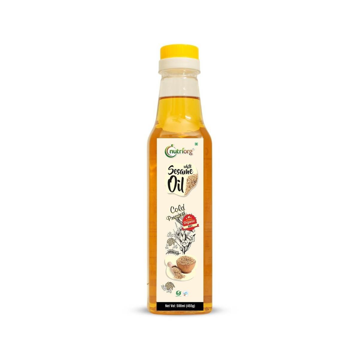 uk51wsEdMWbML-1.jpg Nutriorg Cold Pressed 100% Organic White Sesame/Gingelly Oil 500 ml | for Cooking Essential Purpose | Natural Filtration for Nutrient Retention | Can be Used Hair & Skin - Fast UK Delivery - Image 1