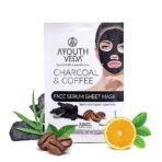 Ayouthveda Deep Cleansing & Nourishing Charcoal Detox Bath Soap 110g & Charcoal Coffee Face Serum Sheet Mask 20g for Pure & Glow Skin, Fights Blackheads & Whiteheads, Pimples, Acne - Fast UK Delivery - Image 3