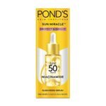 POND'S Sun Miracle SPF 50 PA++ Sunscreen Serum - Protect & Bright, With 1.25% Niacinamide, Prevent & Fade Dark Spots, Lightweight, No White Cast 14ml - Fast UK Delivery