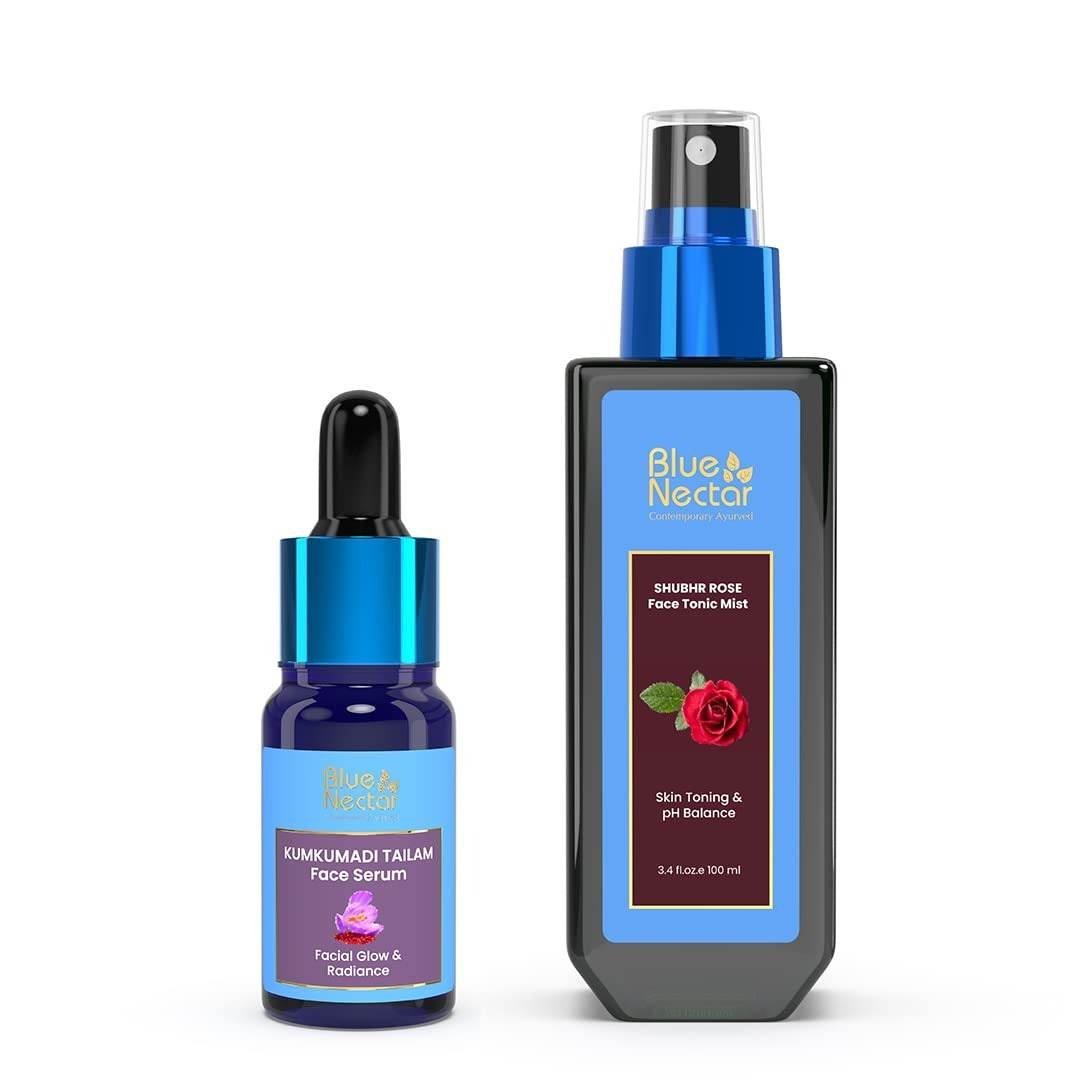 uk51xzt-RxKwL-1.jpg Blue Nectar Kumkumadi Face Serum 10ml & Rose Face Mist 100 ml - Fast UK Delivery - Image 1