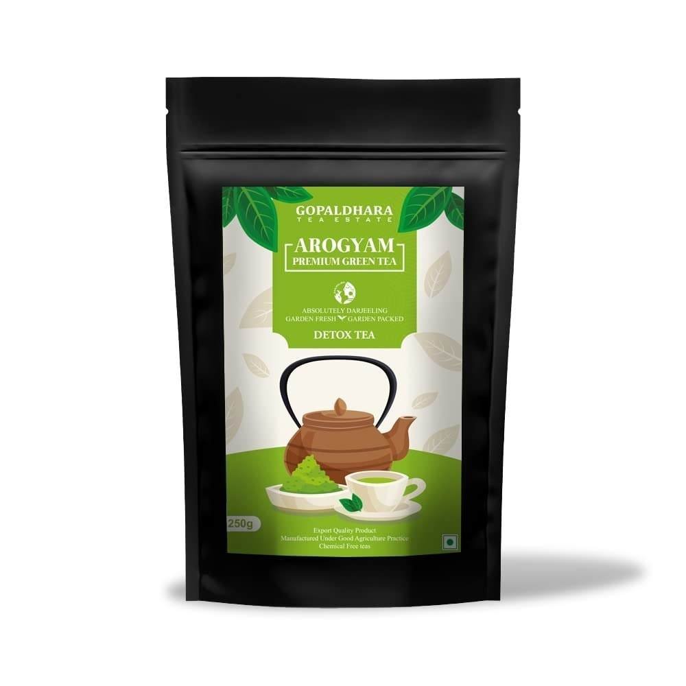 uk51yX71KPm4L-1-1.jpg Gopaldhara Arogyam Darjeeling Premium Spring Green Tea (250gm Stand Up Pouch) Premium Series FTGFOP1 - Fast UK Delivery - Image 1