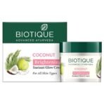 Biotique Coconut Brightening Instant Glow Cream| Lightweight and Non-Greasy | Reduces Dark Spots and Protects Ageing | Nourished and Moisturized Skin |100% Botanical Extracts| All Skin Types | 50gm - Fast UK Delivery