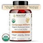 Rooted Actives Cordyceps Mushroom Extract (60 caps, 500 mg) |Energy, Stamina, Supports Testosterone, Virility, Lung health |USDA Organic, 20% Beta Glucans - Fast UK Delivery - Image 4