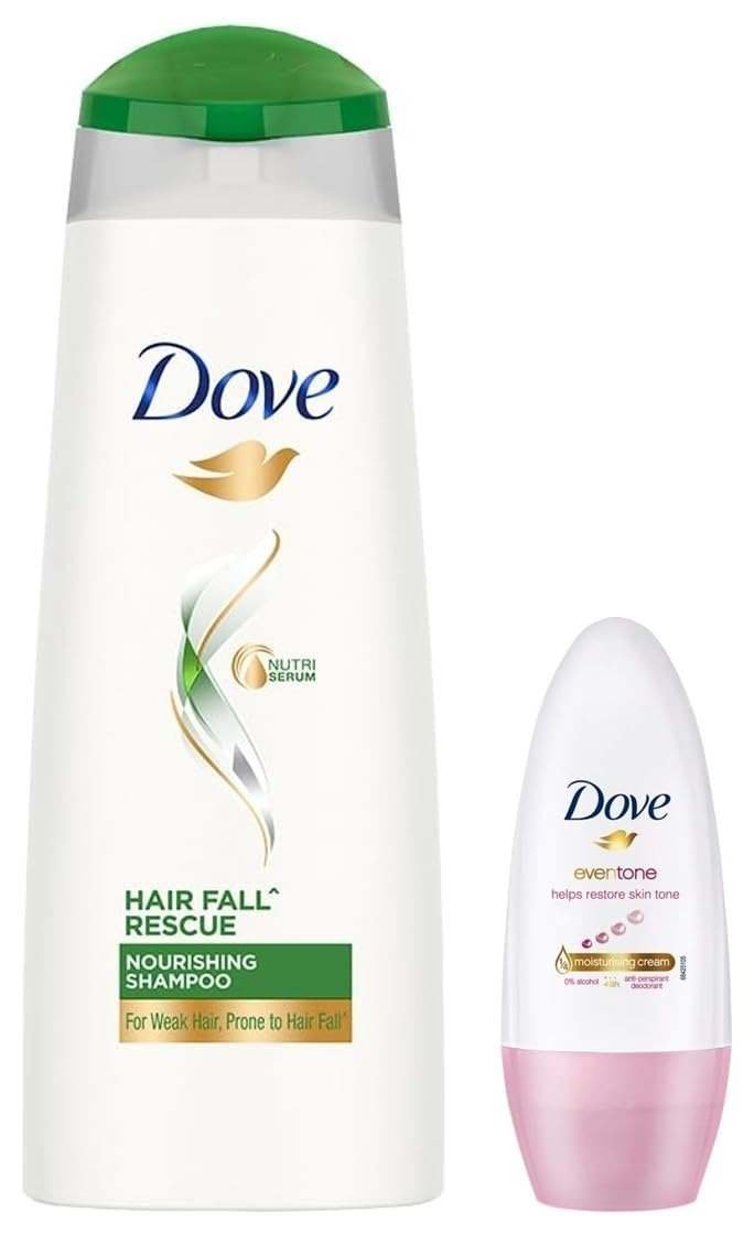 uk51yquZV1jxL-1-1.jpg Dove Hair fall Rescue Shampoo, 180 ml & Dove Eventone Deodorant Roll On For Women, Antiperspirant Underarm Roll On Removes Odour, Keeps Skin Fresh & Clean, Alcohol Free, Paraben Free, 50 ml - Fast UK Delivery - Image 1