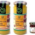 Yugmantra Organic Foods 100 % Pure Natural A2 Milk Sahiwal Cow's Grass-Fed Desi Ghee Prepared Curd by Traditional Bilona Padati (Method)Immunity Superfood - in Glass Bottle ( 250 mlx 2 =500 ml ) with Free 55 Gm Raw Honey - Fast UK Delivery