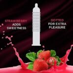 kamasutra flavored condom Tempting Flavour with Dotted Texture | Made with Natural Rubber Latex | Lubricated Condoms | Excite/Flavour Series (strawberry) - Fast UK Delivery - Image 4