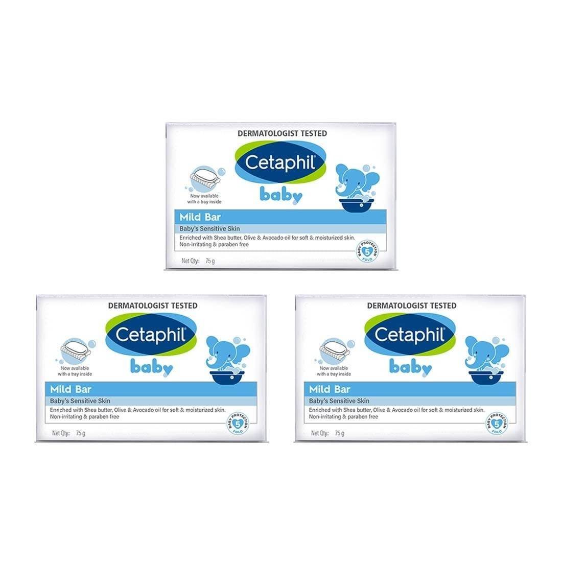 uk61-ZqVo-2ZL-1-1.jpg Cetaphil Baby Mild Bar for Face and Body Pack of 3, (75g x 3, Sensitive Skin) - Fast UK Delivery - Image 1