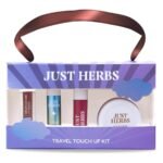 Just Herbs Travel Touch Up Kit Lightweight and Travel Friendly Gift Set of (Liquid Lipstick, Perfume, Lip Cheek Tint & Lip Gloss) - Fast UK Delivery