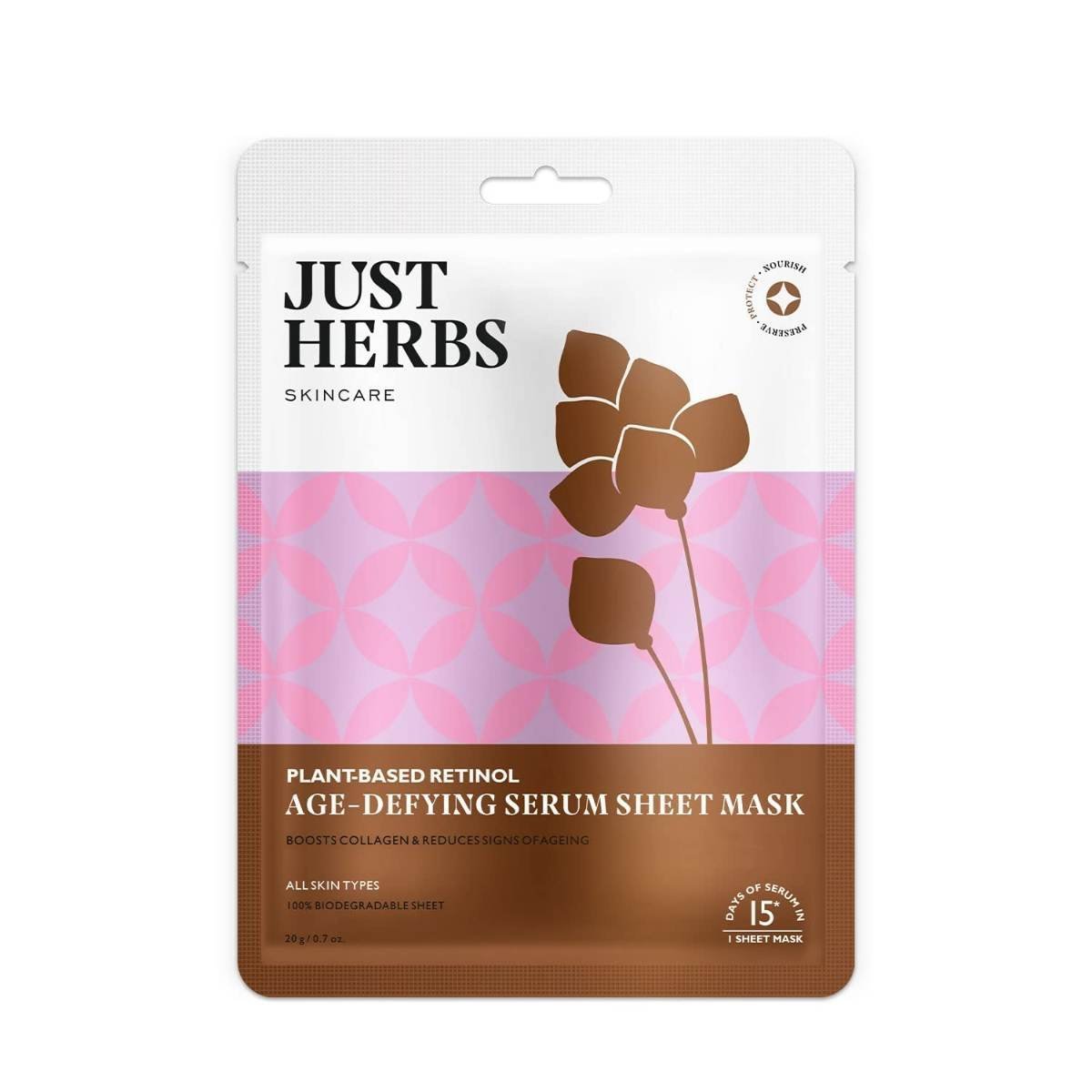 uk61-rvktjSYL-1.jpg Just Herbs Sheet Mask for Glowing Skin Serum Masks, 20g - Fast UK Delivery - Image 1