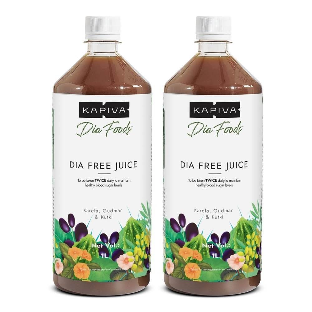 uk610BC1qynIL-1.jpg Kapiva Dia Free Juice, 1L | Clinically Proven Diabetic care | Amla, Karela, Jamun, Guduchi & 7 More (Pack of 2) - Fast UK Delivery - Image 1