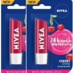 NIVEA Cherry Fruity Shine Lip Balm Cherry,4.8 g (Pack of 2) - Fast UK Delivery