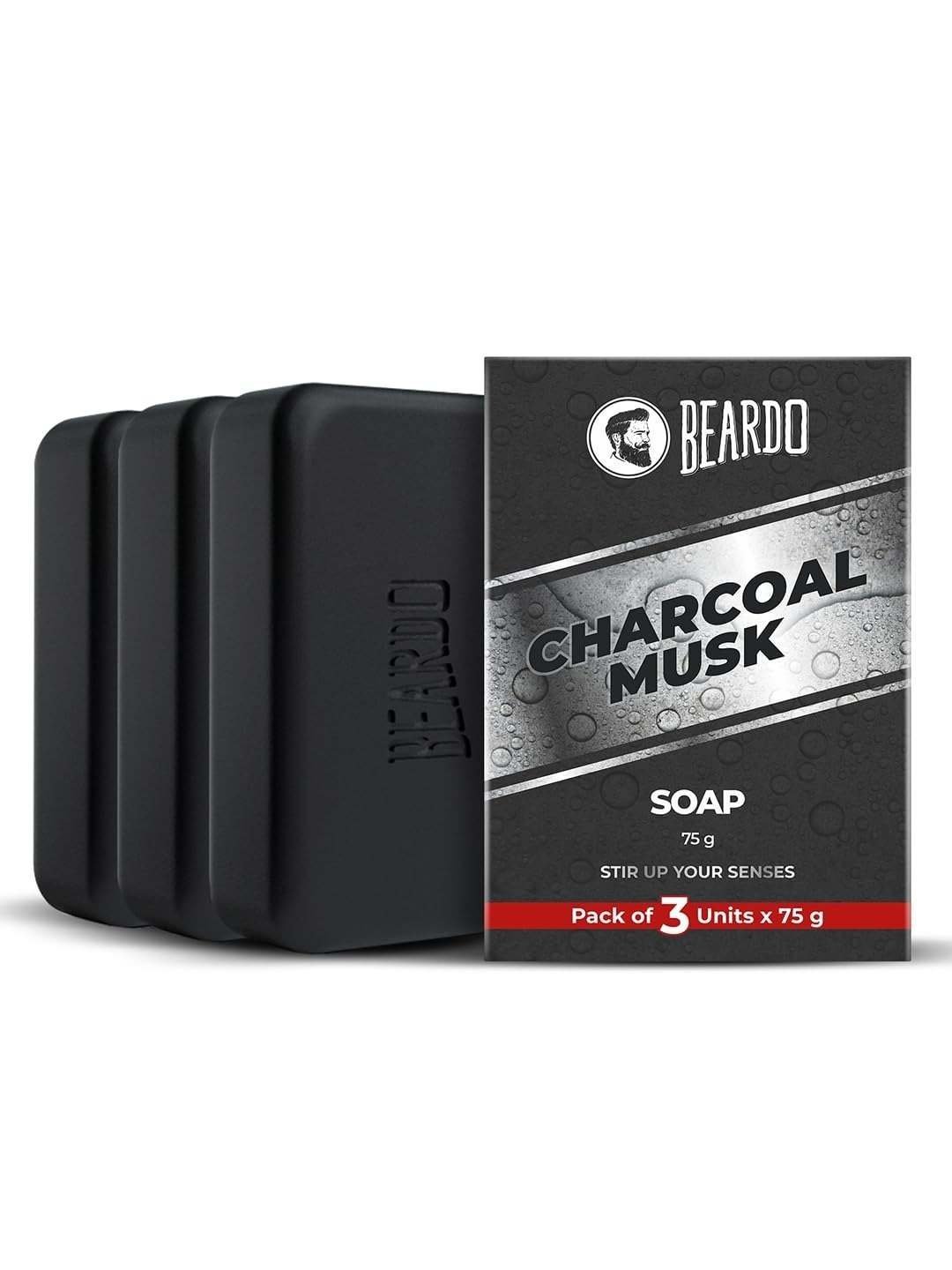 uk610Z0i5wML-1.jpg Beardo Activated Charcoal Musk Soap for Men, 75g x 3 | With Activated Charcoal | Deep Cleansing, Anti-Pollution | Refreshing | Removes Impurities | Removing Excess Oil - Fast UK Delivery - Image 1