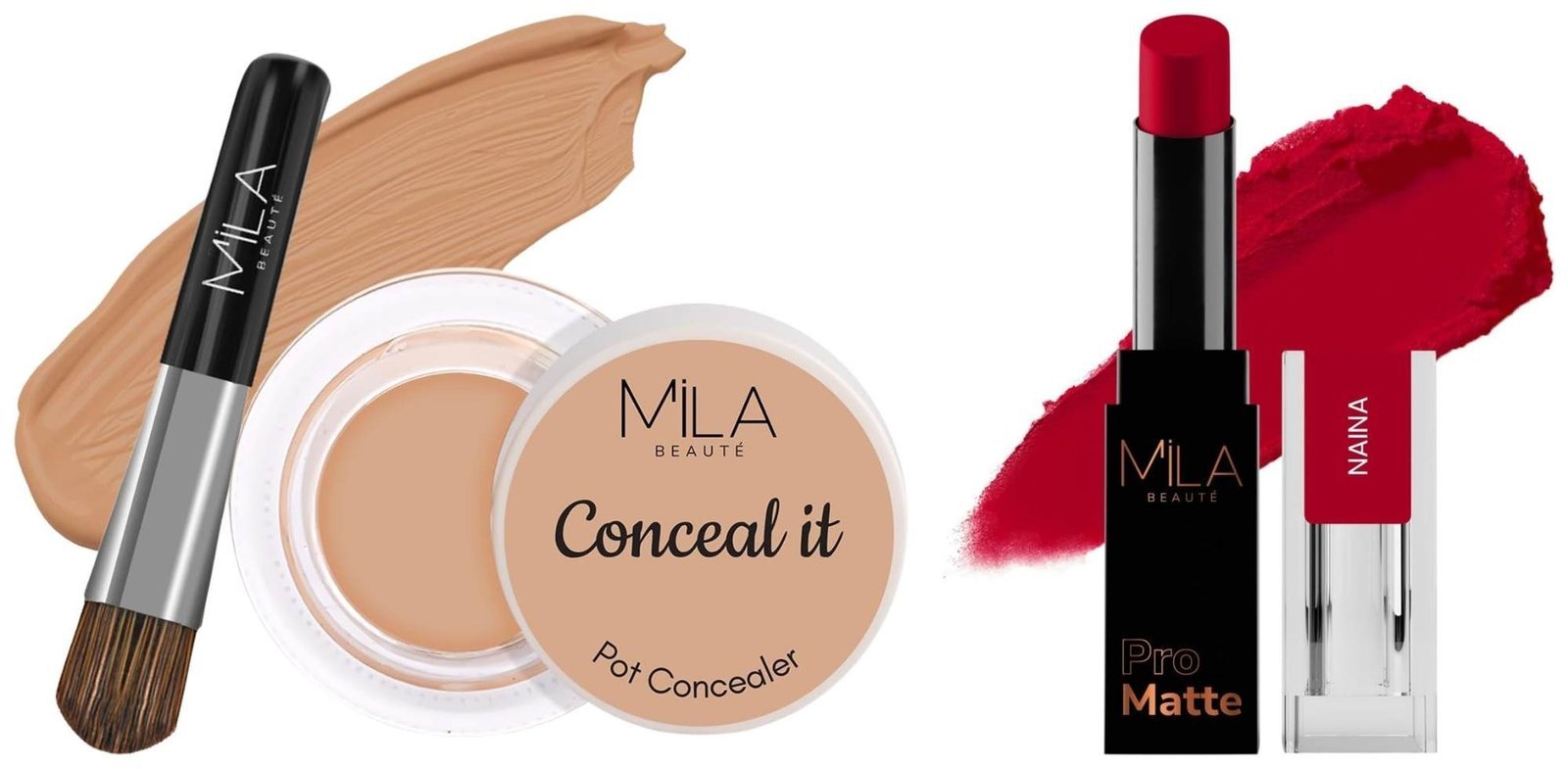 uk610enoAkPeL-1-1.jpg MILA Beaute Pro Matte Lipstick | Creamy Matte Lipstick | Shade - Naina, 4.2g Conceal It Pot Concealer For Face Makeup | Shade - (Hazelnut, 4g) - Fast UK Delivery - Image 1