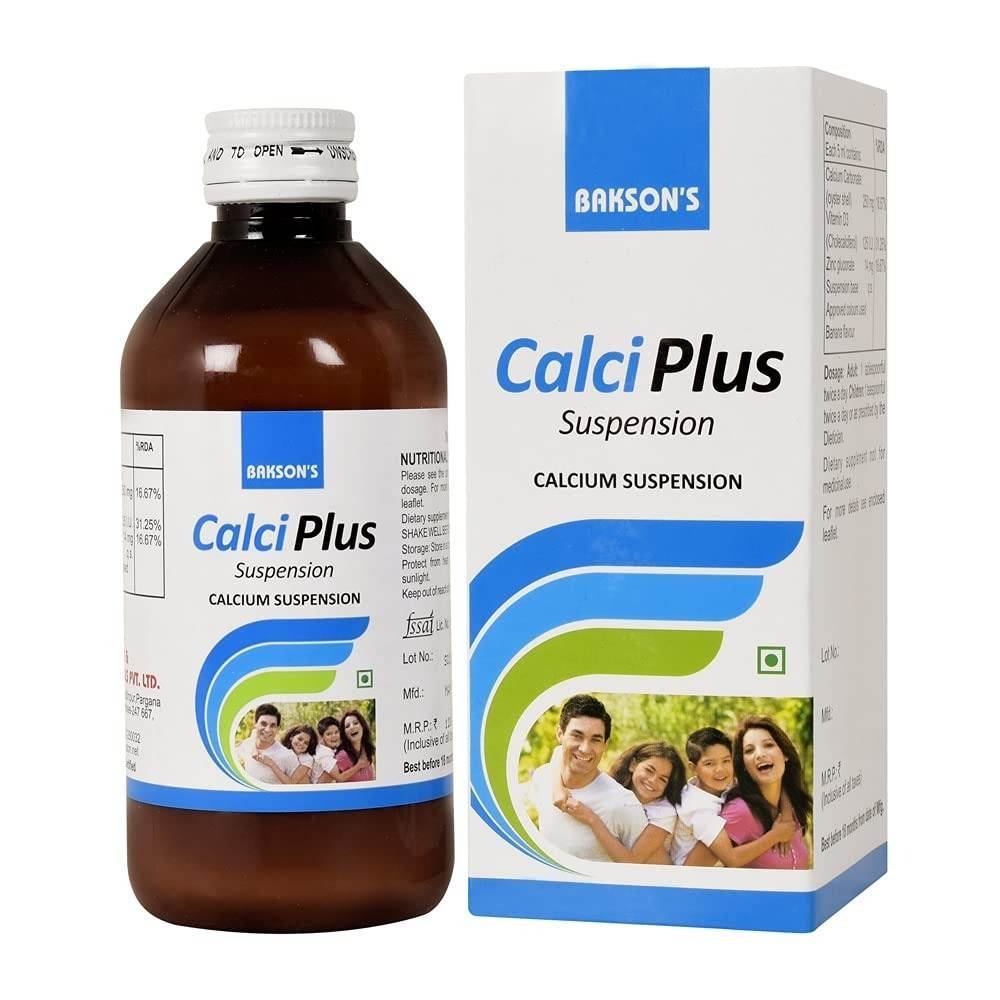 uk61123dQZL-1.jpg Bakson Calci Plus Suspension To Counter Low Calcium Levels & Weak Bones| Promotes Calcium Absorption, Improves Bone Health & Indigestion, 200 ml_Pack Of 2 - Image 1
