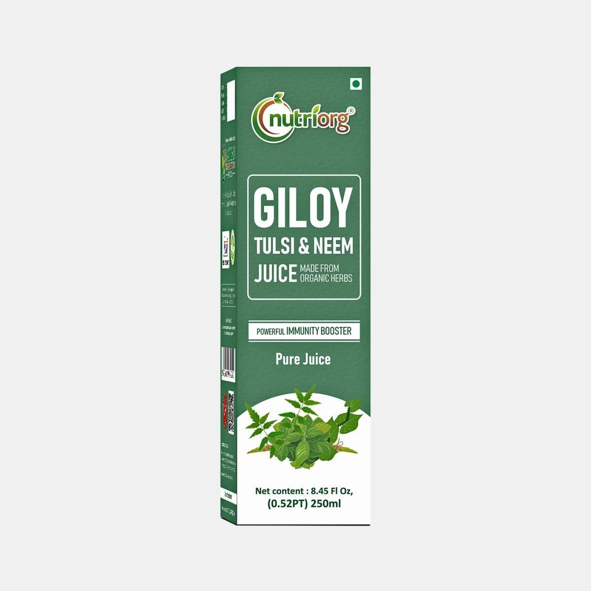 uk611NFoQdaLL-1.jpg Nutriorg Giloy Tulsi Neem Juice - 250 ml | Natural Juice for building immunity | Only brand to use organically Grown Neem and Tulsi - Fast UK Delivery - Image 1