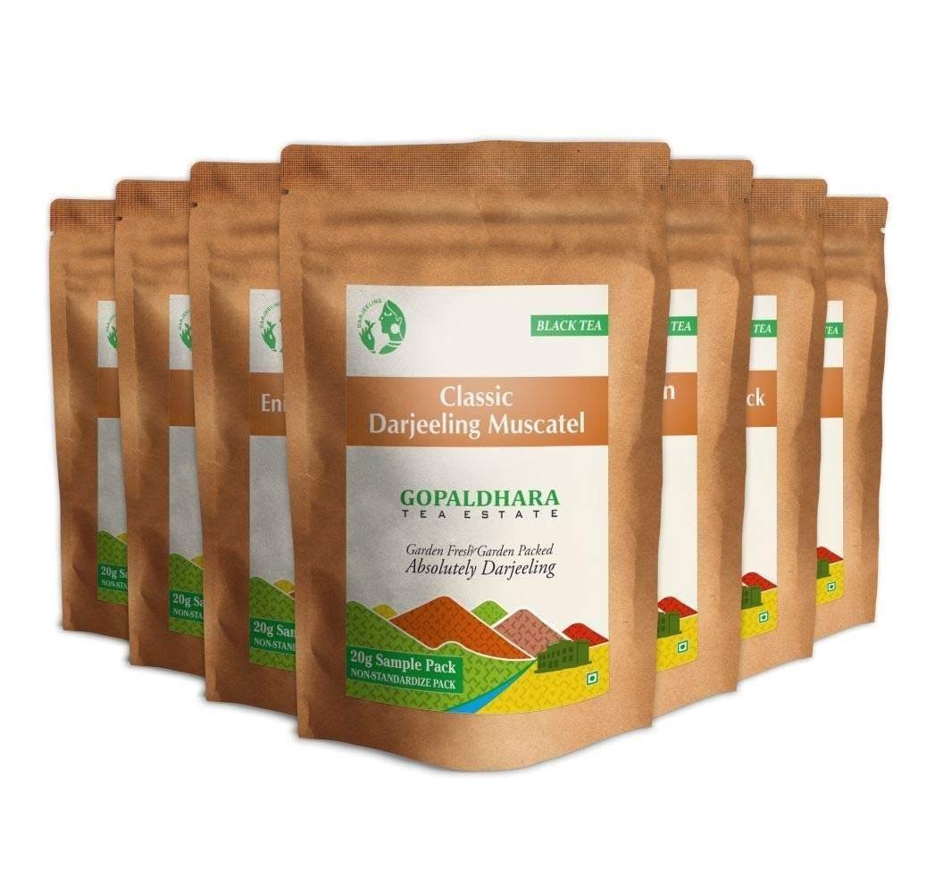 uk6120ZxEqSL-1.jpg Gopaldhara Darjeeling Black Teas Sample Pouches (Pack of 7 Teas - 20 Grams Each) - Special FTGFOP1 Finest Tea from Gopaldhara Tea Estate - Fast UK Delivery - Image 1