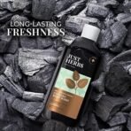 Just Herbs Deep Cleansing Cooling Body Wash with Mint and Activated Charcoal for Men and Women 300 ml - Fast UK Delivery - Image 3