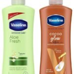 Vaseline Intensive Care Aloe Fresh Hydrating Body Lotion 400 ml, Daily Moisturizer for Dry Skin, Gives Non-Greasy, Glowing Skin - & Vaseline Intensive Care Cocoa Glow Body Lotion, 400 ml - Fast UK Delivery
