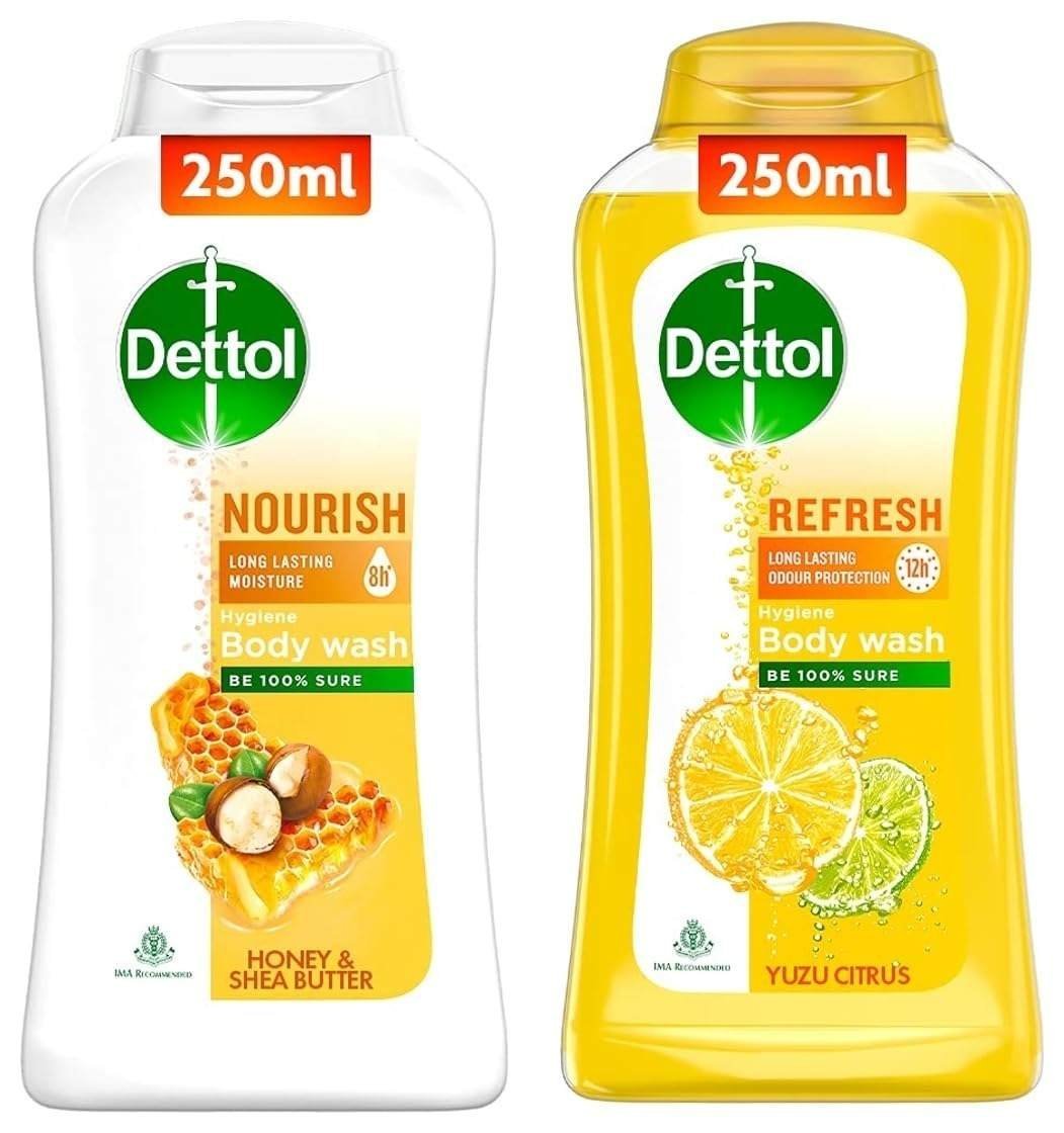 uk612a0JFcG5L-1-1.jpg Dettol Body Wash and Shower Gel, Refresh - 250ml + Dettol Body Wash and Shower Gel, Nourish - 250ml - Fast UK Delivery - Image 1