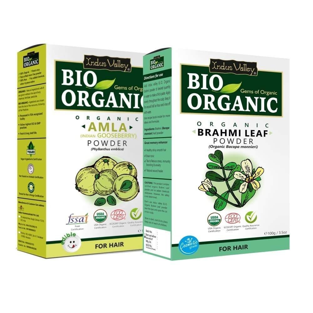 uk612eYriNuCL-1-1.jpg INDUS VALLEY Brahmi Powder | Bacopa monnieri, Amla Powder | Indian Gooseberry For Hair and Skin Care (100g*2=200g) - Fast UK Delivery - Image 1