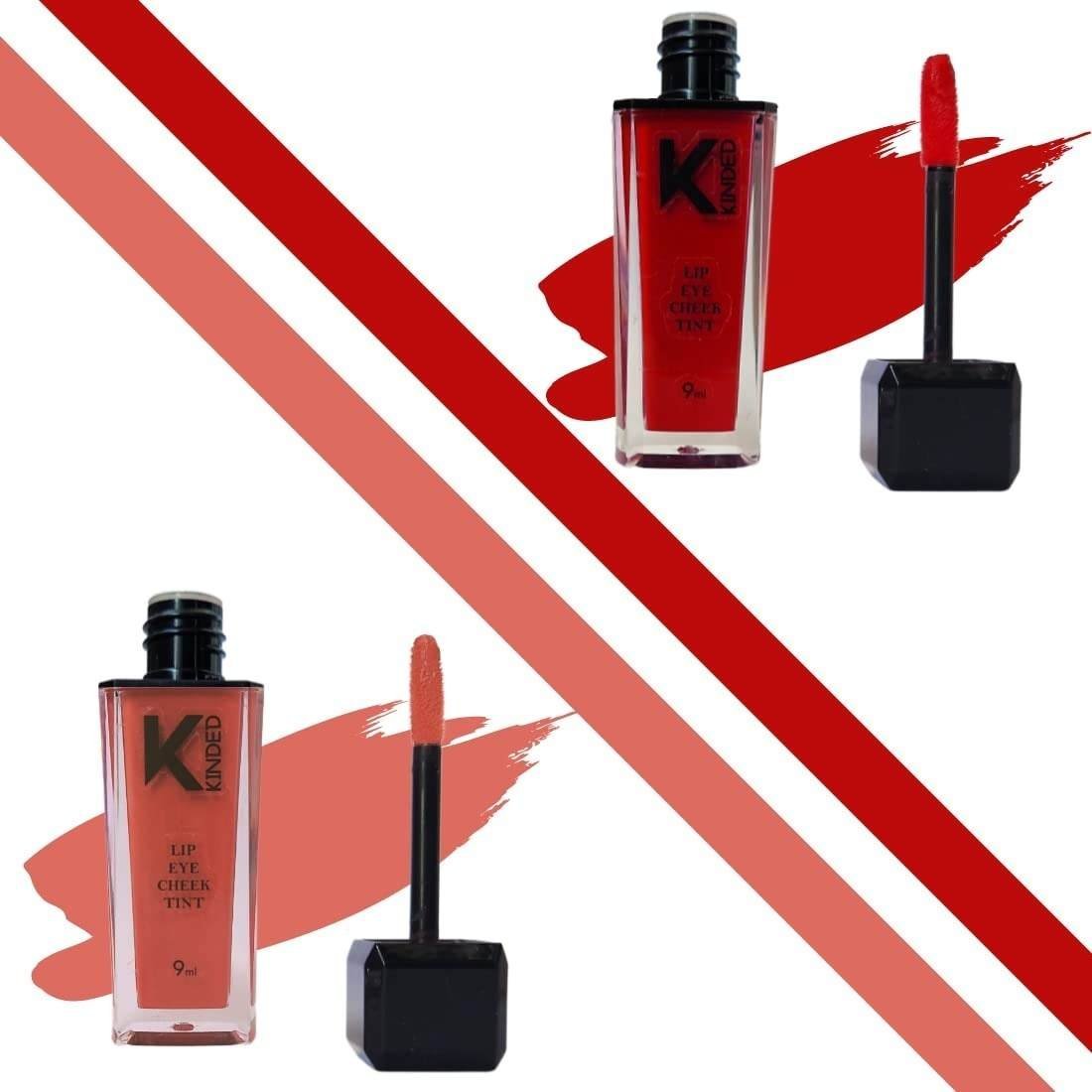 uk612mP2ef2L-1.jpg KINDED Lip Eye and Cheek Tint Combo for Women Girls Longlasting Moisturizing Vitamin E Liquid Lip Colour Lipstick Eyeshadow Blush (Matte Finish, More Maroon & Perfect Nude, 9 ml each) - Fast UK Delivery - Image 1