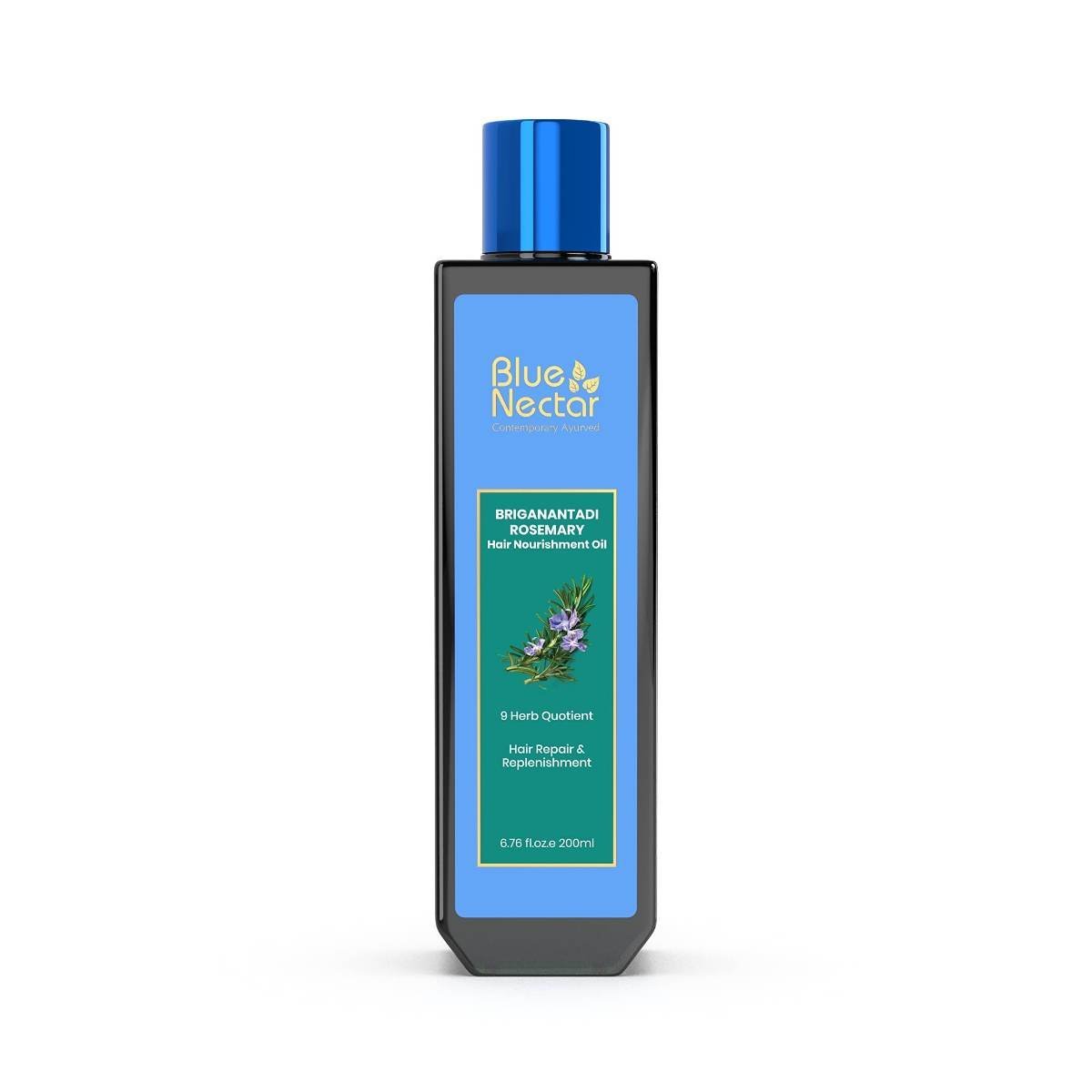 uk6137jnAwOVL-1.jpg Blue Nectar Rosemary Oil for Hair Growth with Bhringraj Oil for Hair | Natural Alternate for Redensyl | Non- Sticky Ayurvedic Hair Oil with Amla Hair Oil (9 Herbs,200ml) - Fast UK Delivery - Image 1