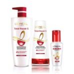 L'Oreal Paris Repairing Shampoo + Restoring Conditioner + Smoothening and Repairing Serum For Damaged and Weak Hair, With Pro-Keratin, Ceramide+UV Filter, Total Repair 5, Bundle pack - Fast UK Delivery