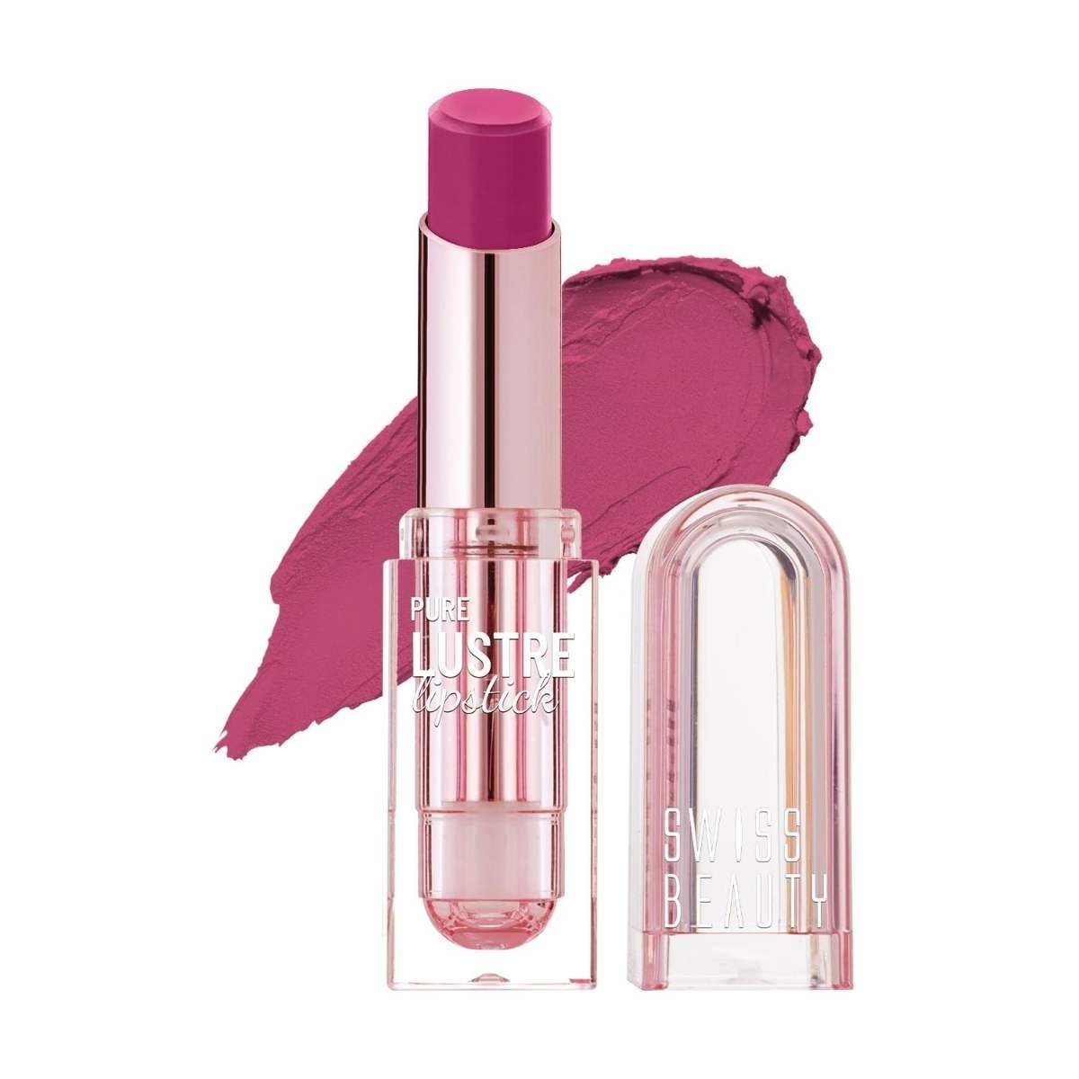 uk613PruuVk2L-1-1.jpg Swiss Beauty Pure Lustre Lipstick | High Shine Finish | Smooth Glide | With Olive Oil & Vitamin E | Hydrating | Shade- Bleached Pink, 3.8gm - Fast UK Delivery - Image 1