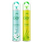 Godrej aer Spray | Room Freshener for Home & Office - Jasmine Delight & Fresh Lush Green | Pack of 2 (220 ml each) | Long-Lasting Fragrance - Fast UK Delivery