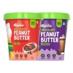 ALPINO High Protein Chocolate Peanut Butter Crisp And Chocolate Peanut Butter Smooth Roasted Peanuts, Chocolate Paste, Brown Sugar & Sea Salt - 30g Protein, Gluten Free Plant Based - 1kg,( Pack of 2) - Fast UK Delivery