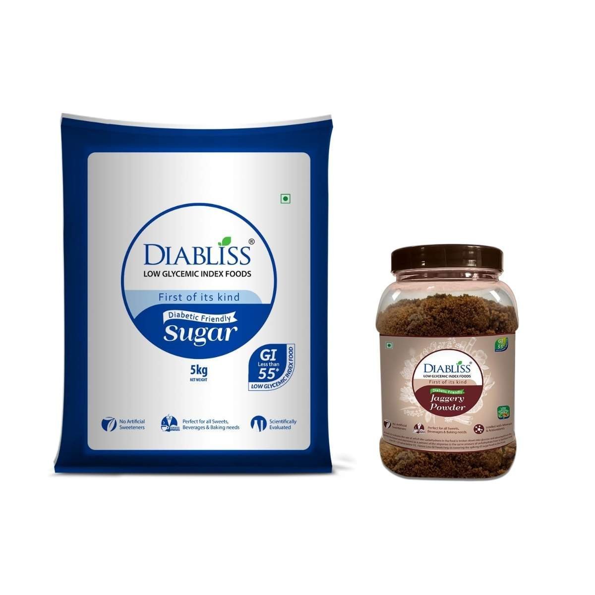 uk614AD2NTb0L-1-1.jpg DiaBliss Diabetic Friendly Herbal Cane Sugar 5kg Bag + Herbal Diabetic Friendly Jaggery Jar 750 GRAM - Image 1