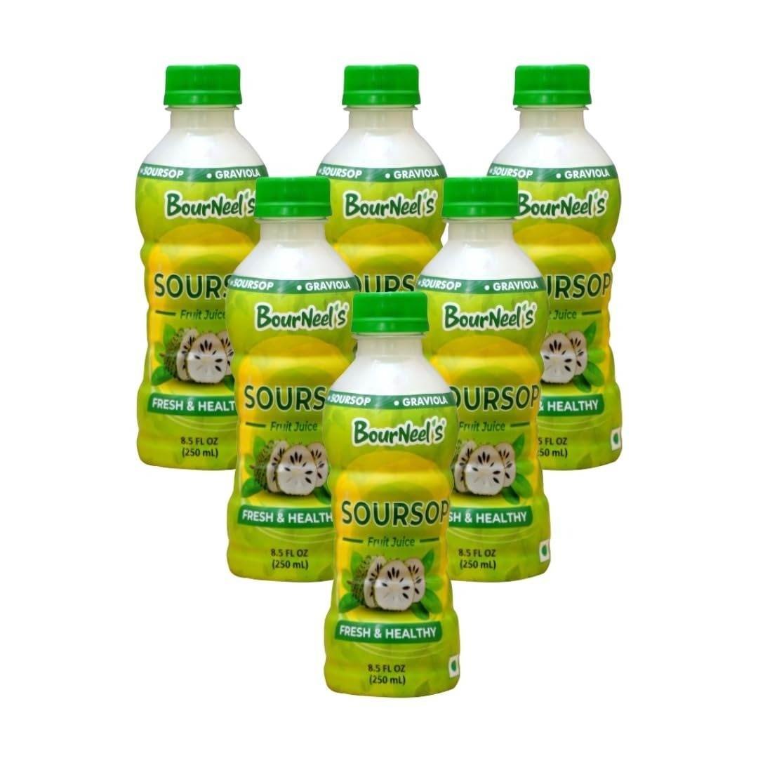 uk614y0OmEv1L-1-1.jpg BourNeel's Soursop Fruit Juice 250ml (Pack of 6) | Graviola Laxman Phal Fruit Pulpy Juice Drink | High Vitamin C | - Fast UK Delivery - Image 1