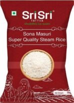 Sri Sri Tattva Sona Masuri Super Quality Steam Rice, 1kg (Pack of 1) - Fast UK Delivery